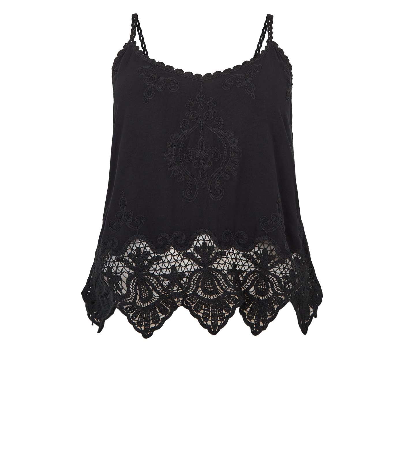 Curves Black Crochet Embroidered Cami  Image 4