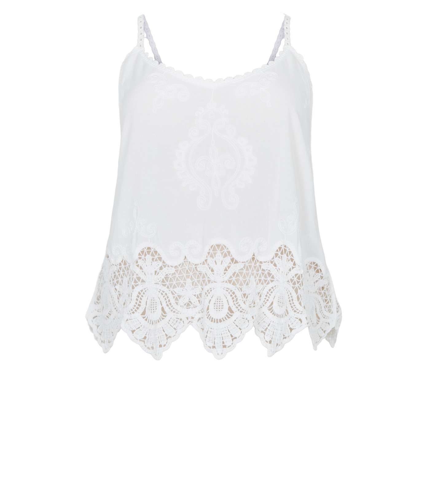 Curves White Crochet Embroidered Cami  Image 4