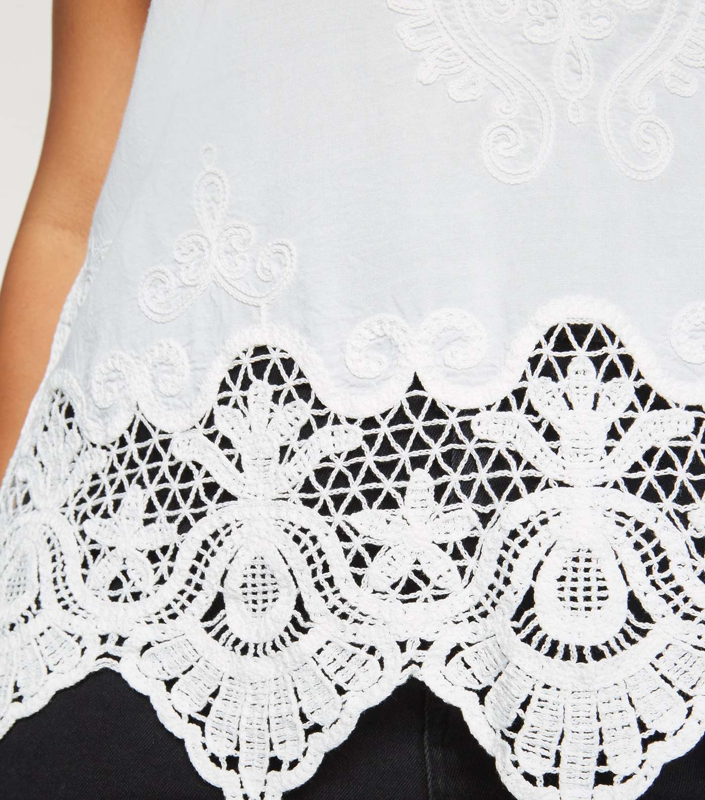 Curves White Crochet Embroidered Cami  Image 6