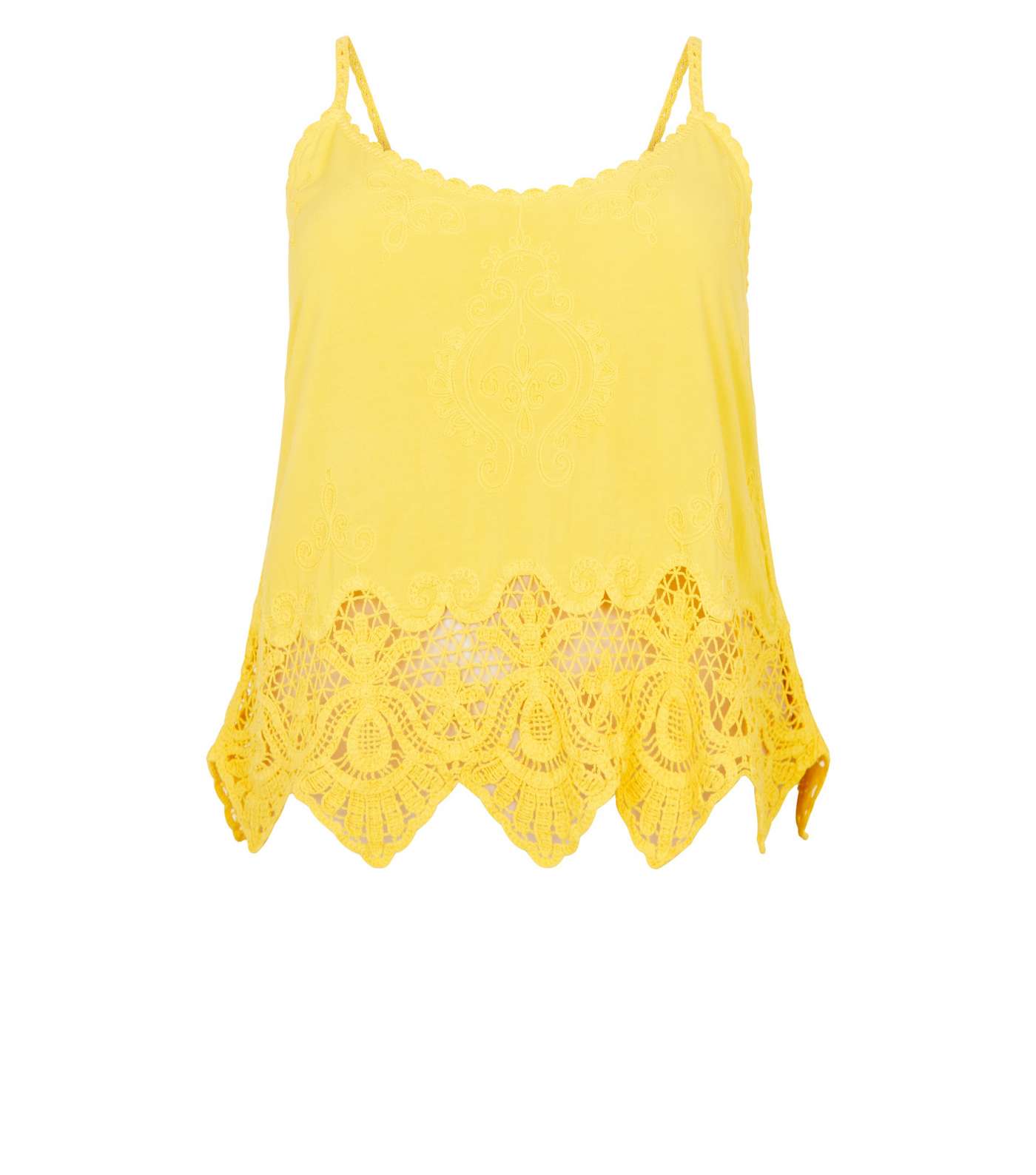 Curves Yellow Crochet Embroidered Cami  Image 4
