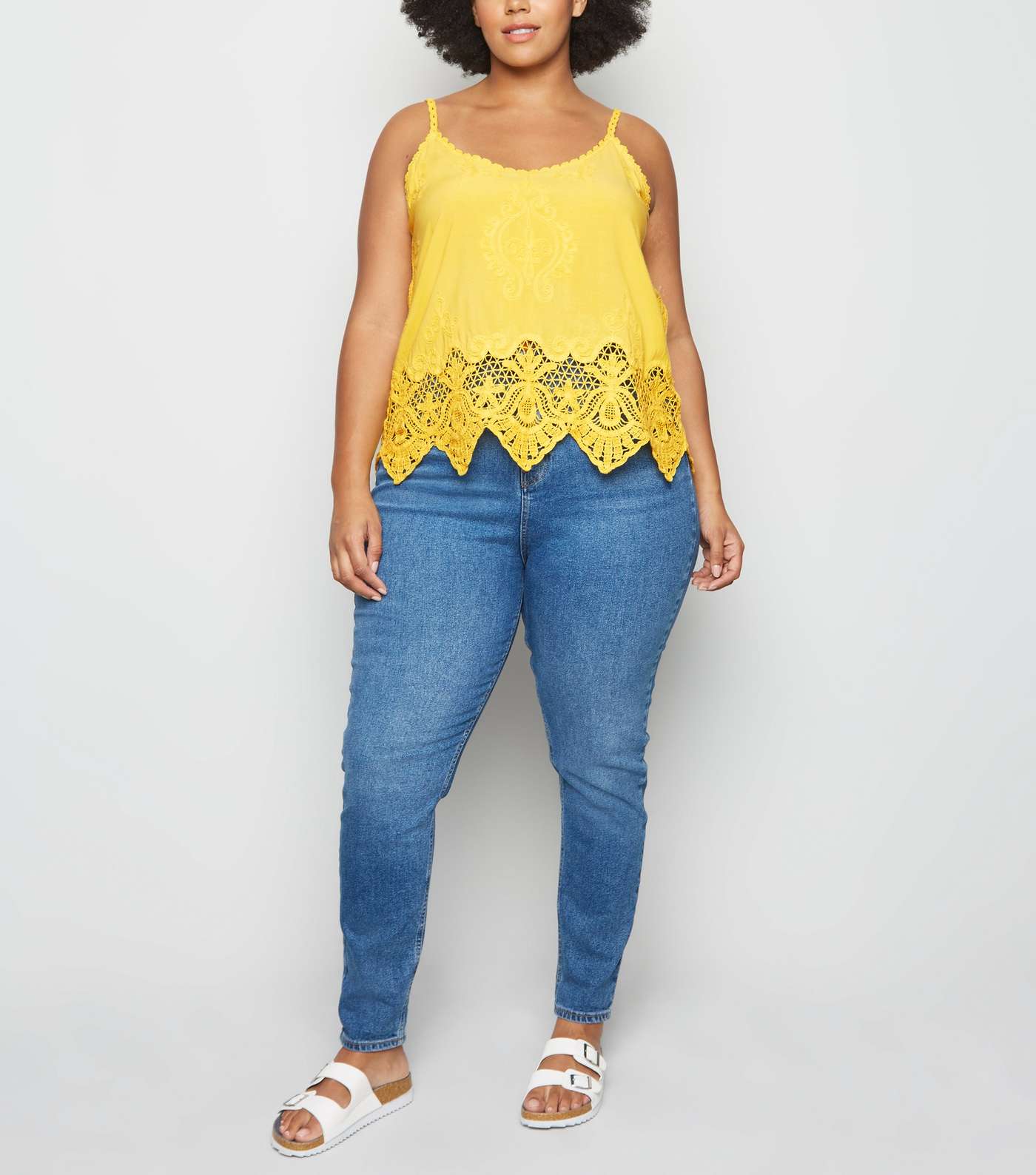 Curves Yellow Crochet Embroidered Cami  Image 2
