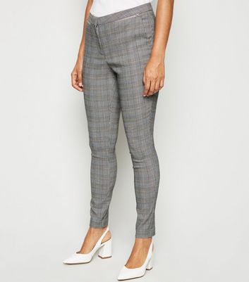 Light Grey Check Slim Fit Trousers 