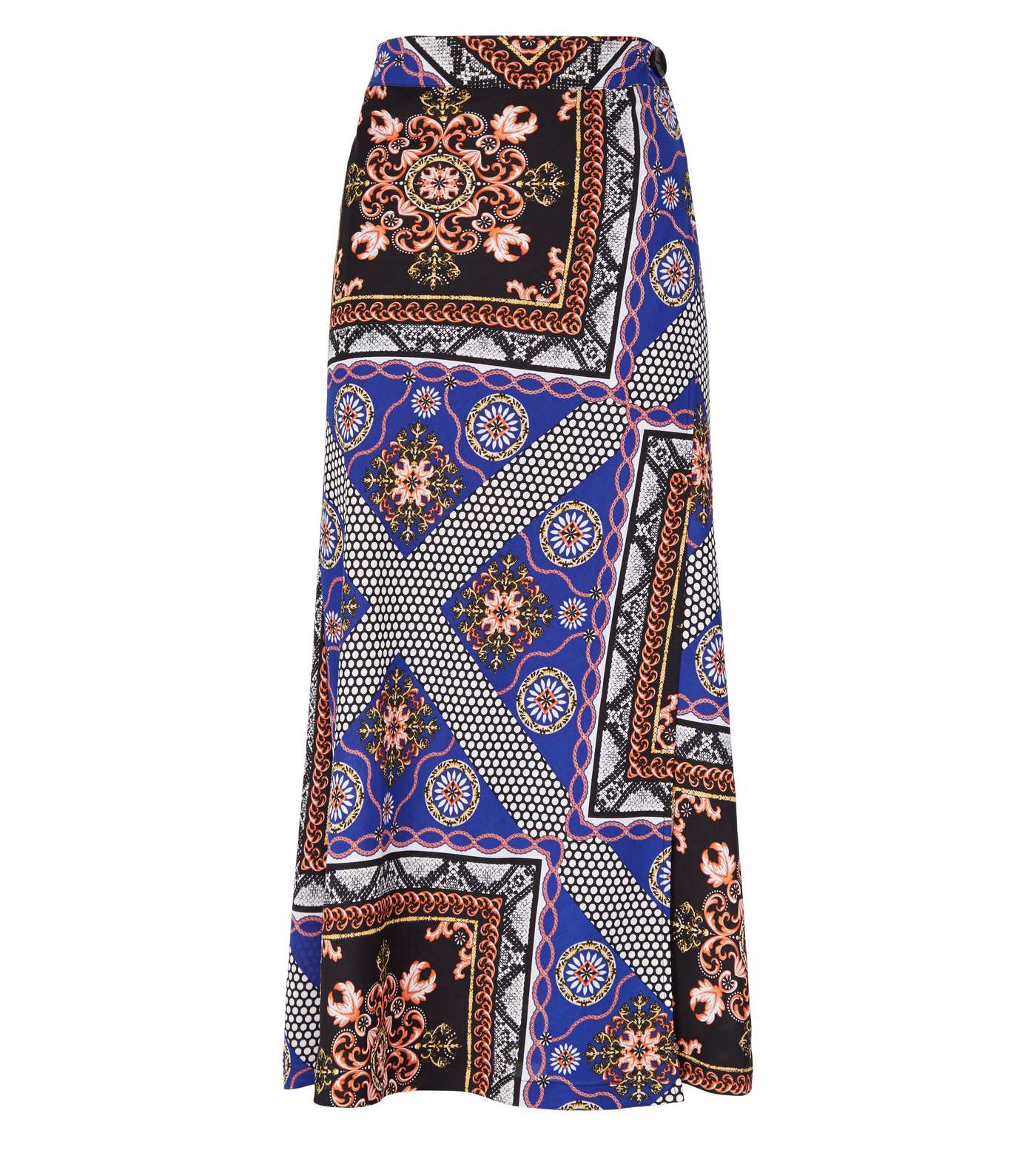 Blue Vanilla Blue Tile Print Wrap Midi Skirt Image 4