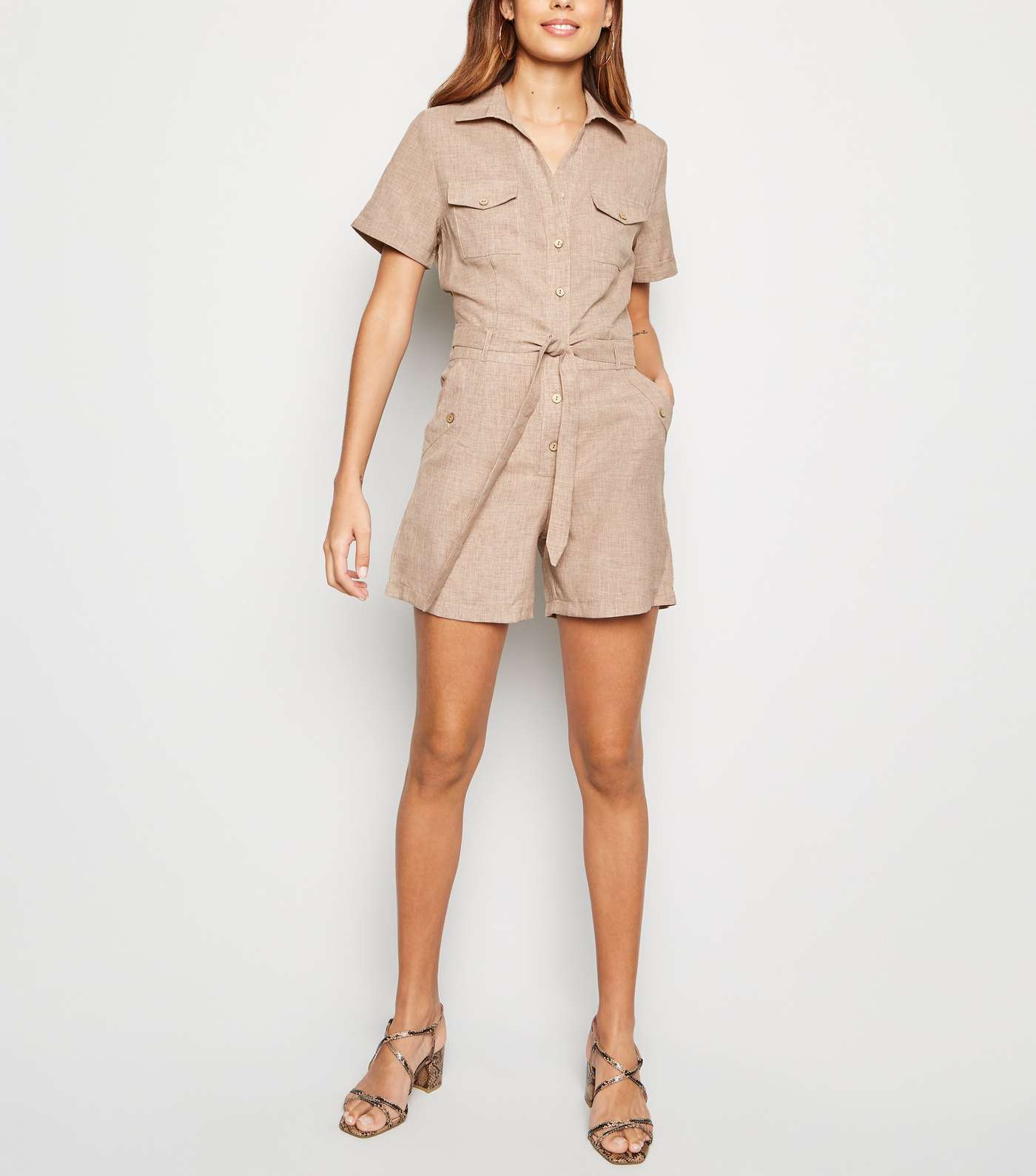 Pink Vanilla Stone Belted Utility Playsuit  Image 2