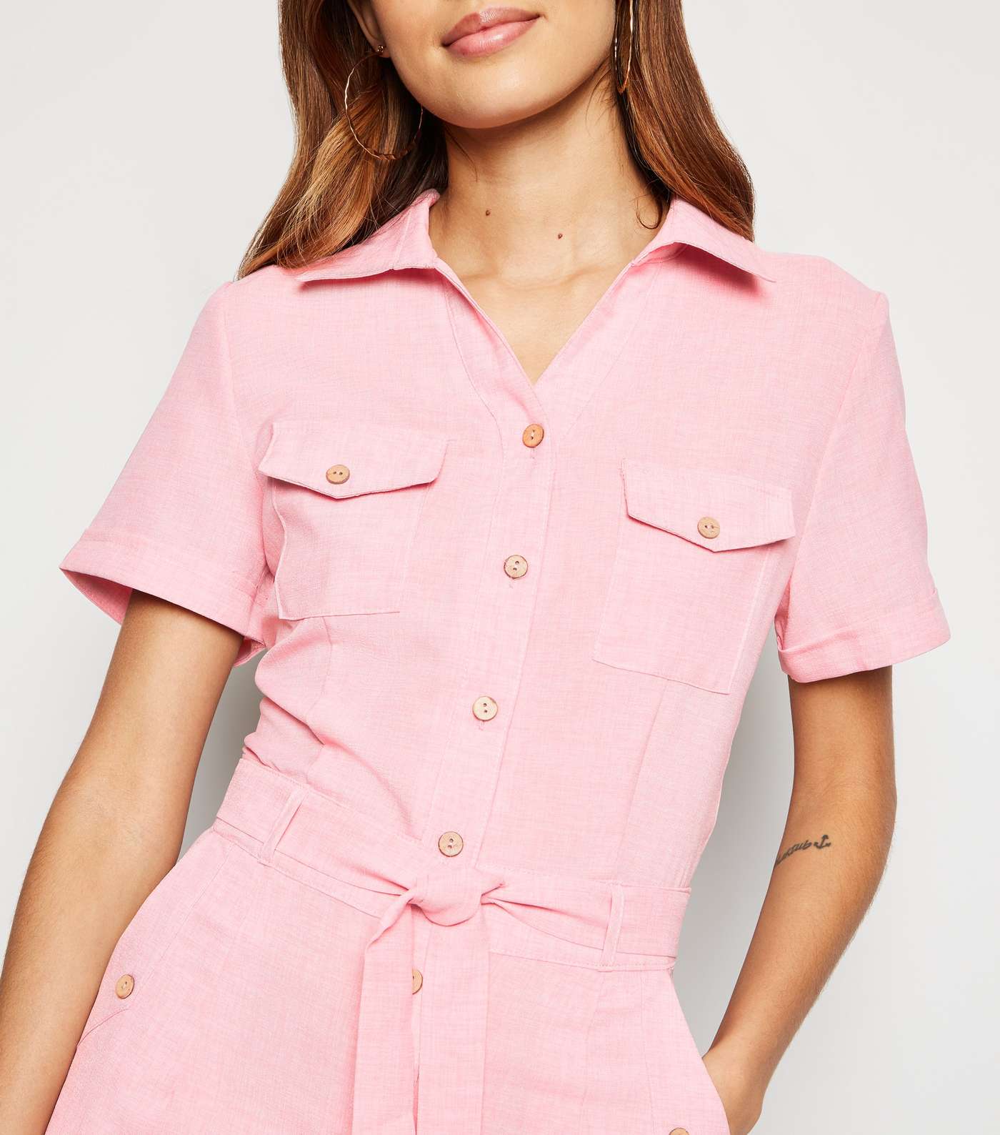 Pink Vanilla Pink Belted Utility Playsuit  Image 5