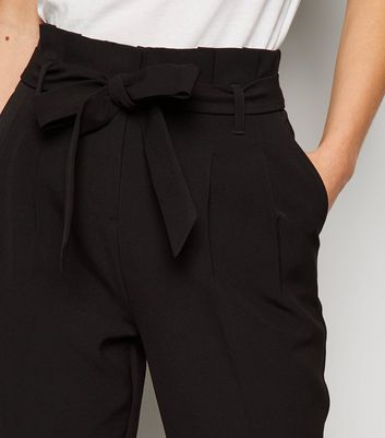 Black Tie Waist Tapered Leg Trousers | New Look