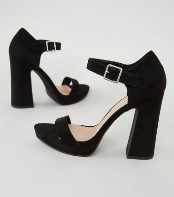 black two part platform heels