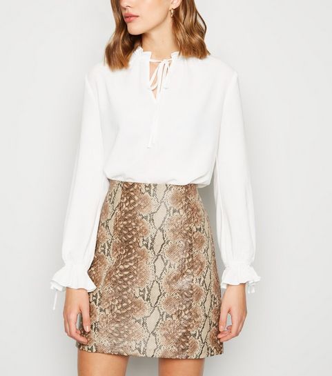 Brown Faux Snake Mini Skirt 
