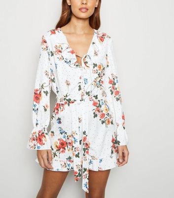 white floral playsuit