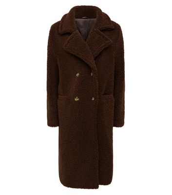 Blue Vanilla Dark Brown Double Breasted Teddy Coat | New Look Blue Vanilla Dark Brown Double Breasted Teddy Coat | New Look