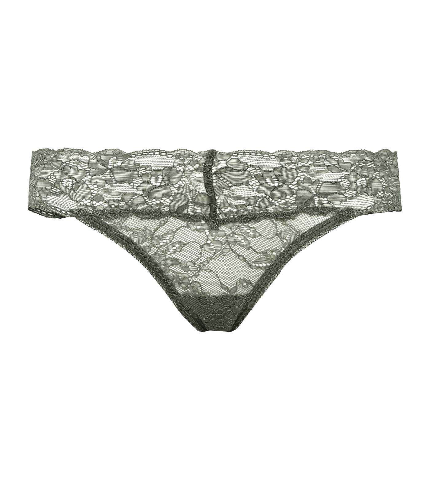 Khaki V Front Lace Thong Image 3