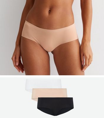 3 Pack White Black and Tan Seamless Short Briefs