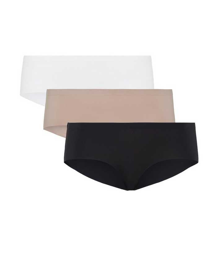 3 Pack White Black and Tan Seamless Short Briefs