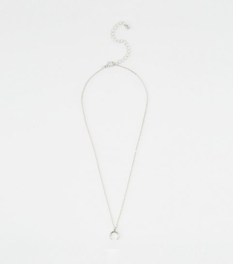 Silver Mini Crescent Pendant Necklace