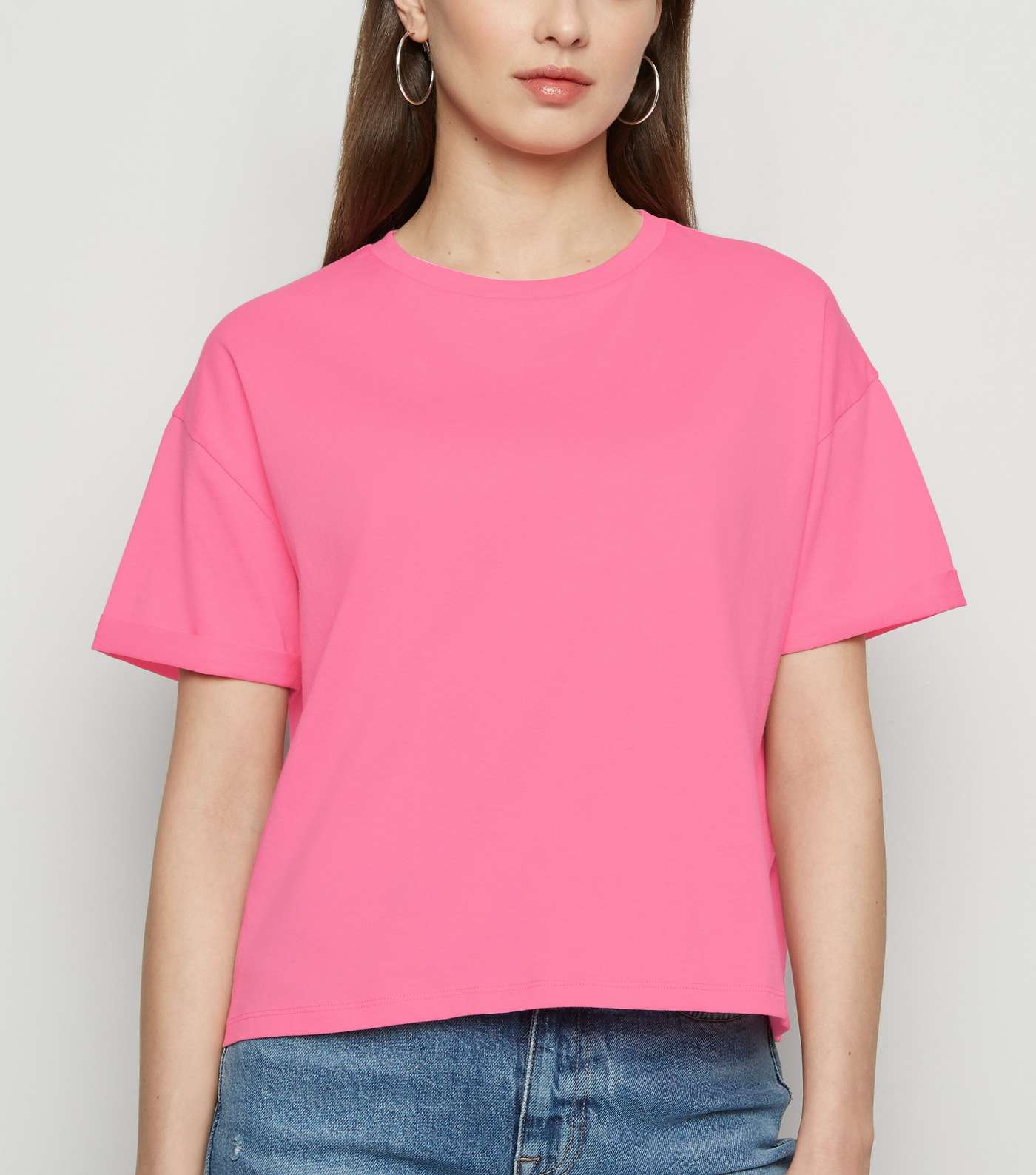 Bright Pink Boxy Crop T-Shirt