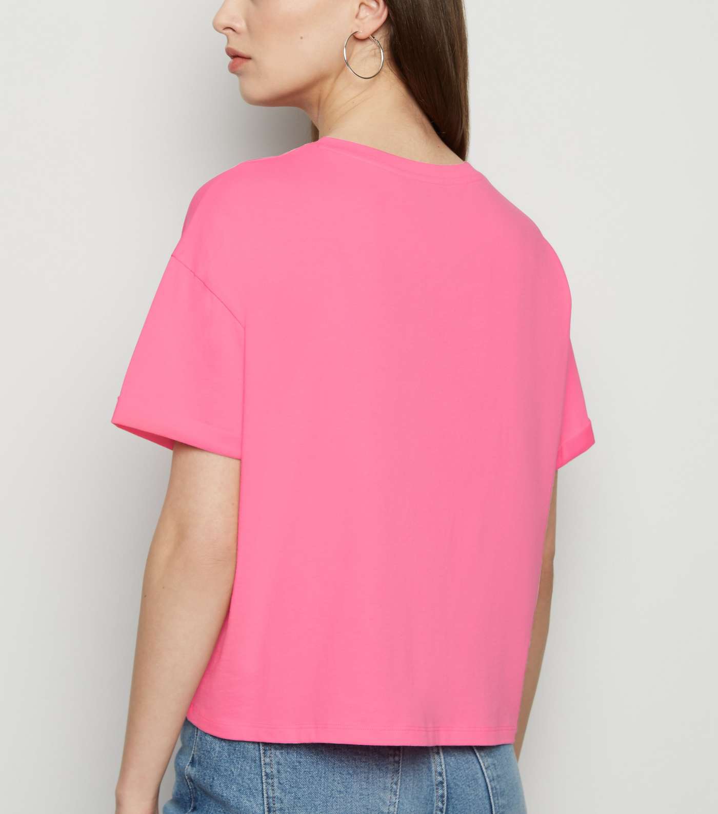 Bright Pink Boxy Crop T-Shirt Image 3