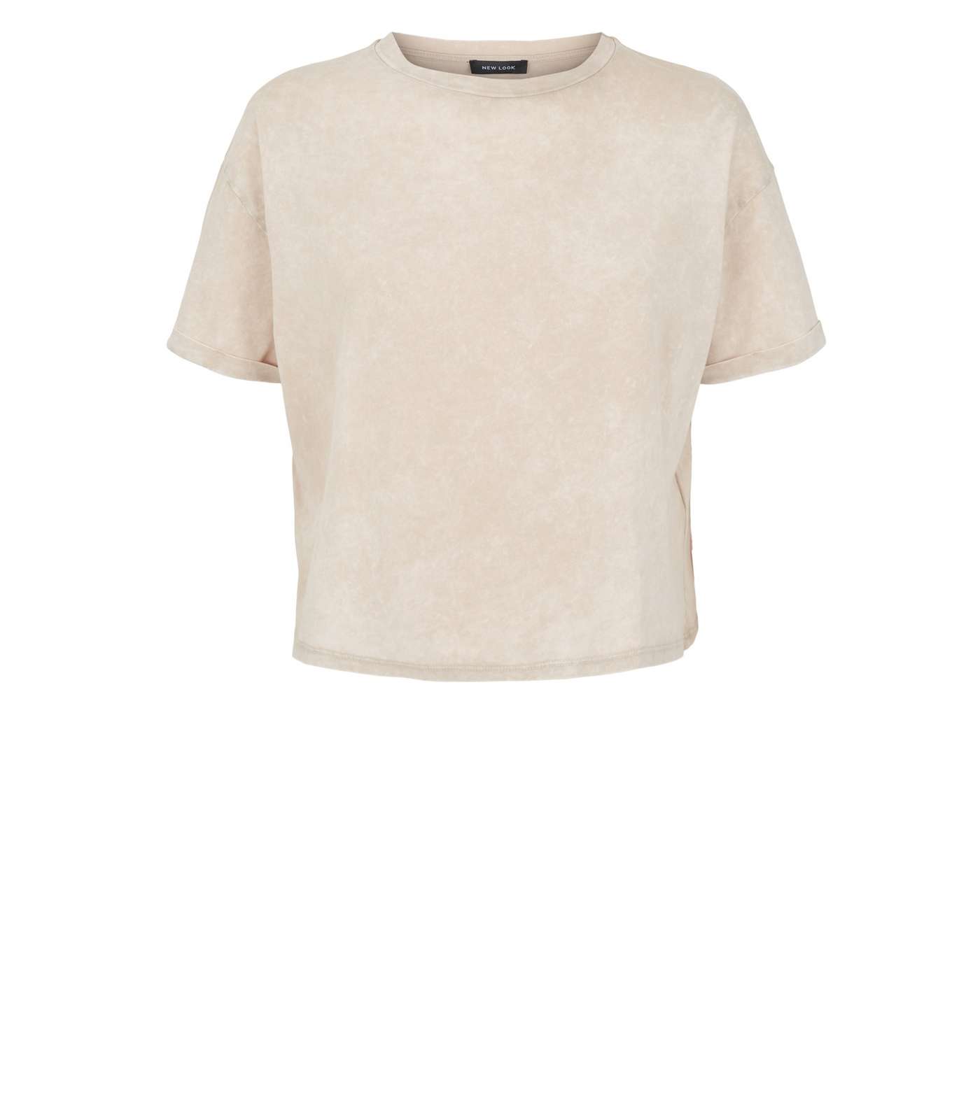 Cream Acid Wash Crop Boxy T-Shirt Image 4