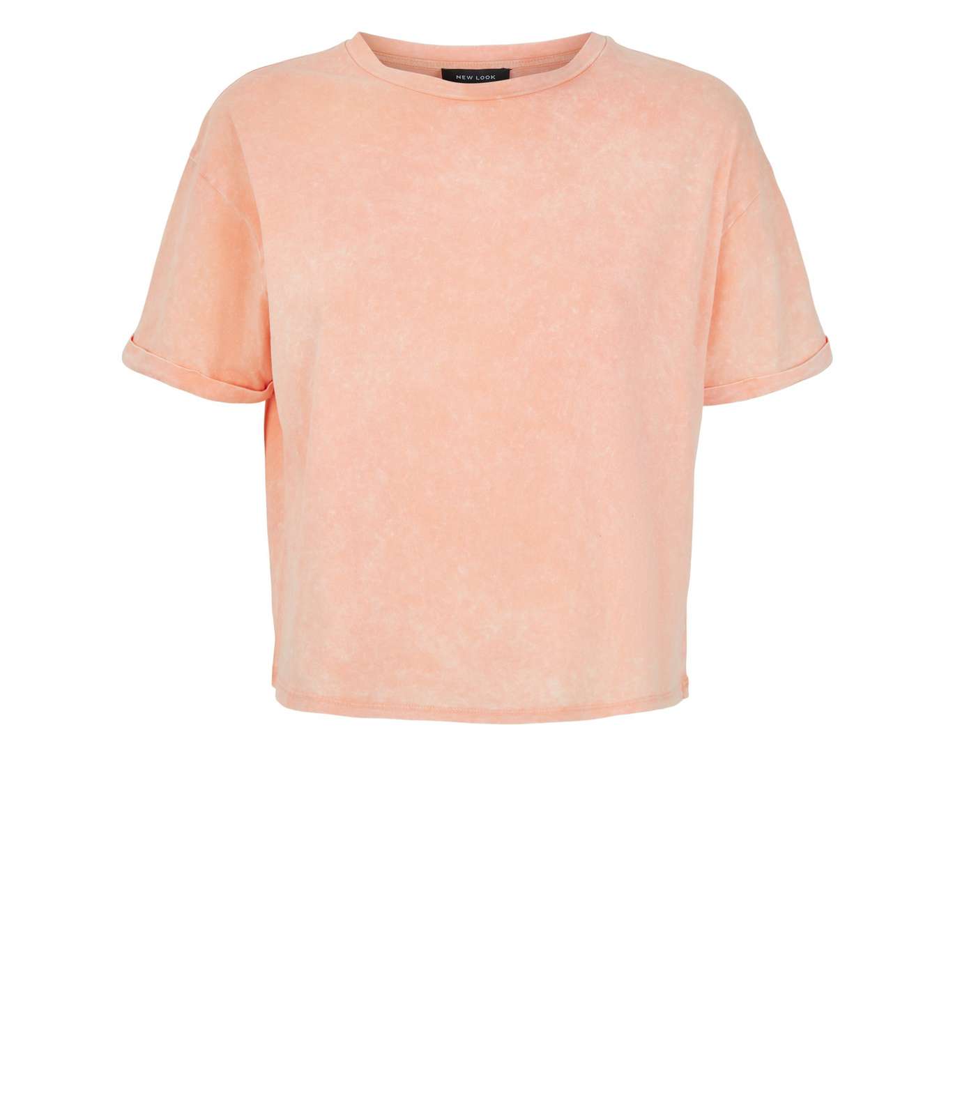 Coral Acid Wash Crop Boxy T-Shirt Image 4