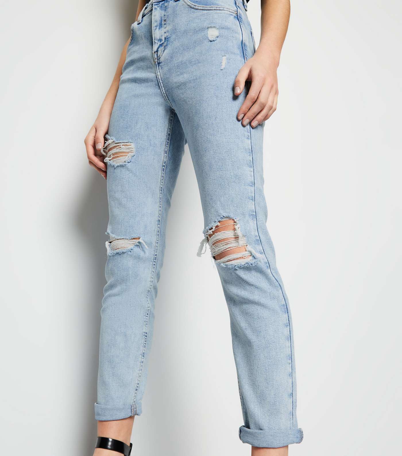 Pale Blue Ripped Tori Mom Jeans Image 5