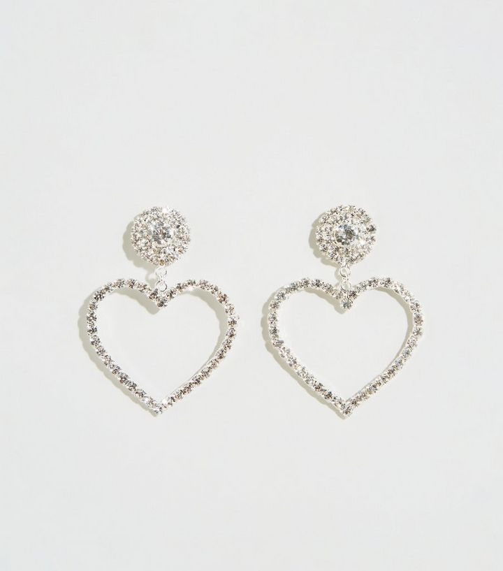 Silver Premium Heart Door Knocker Earrings New Look Silver Premium Heart Door Knocker Earrings New Look