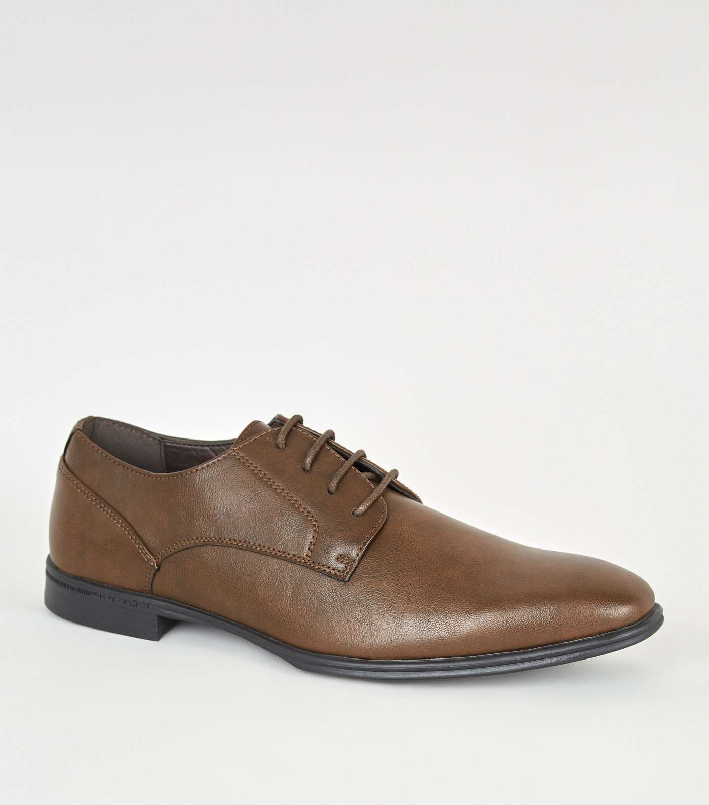 Dark Brown Leather-Look Formal Shoes