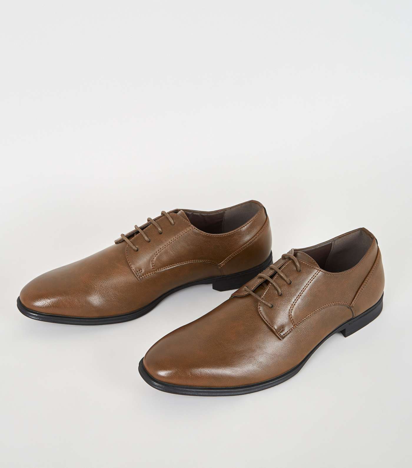 Dark Brown Leather-Look Formal Shoes Image 3