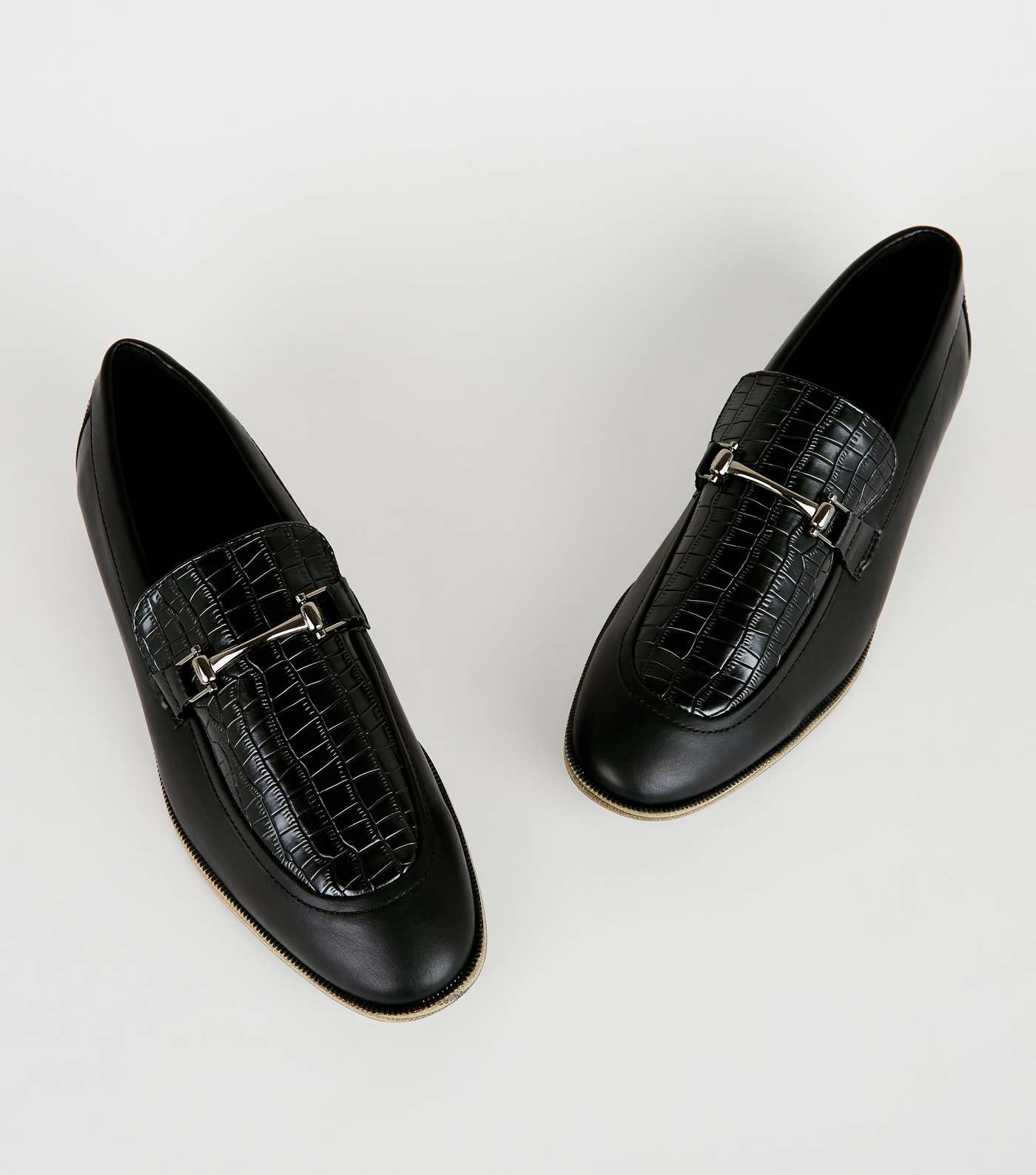 Black Faux Croc Loafers Image 3