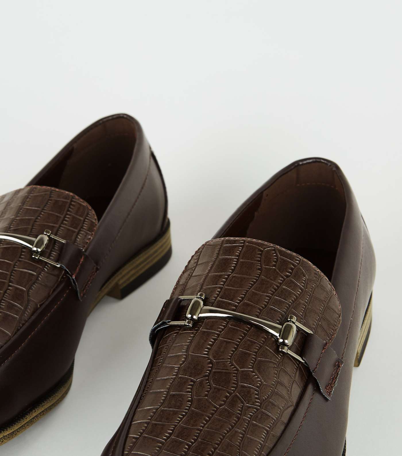 Dark Brown Faux Croc Loafers Image 4