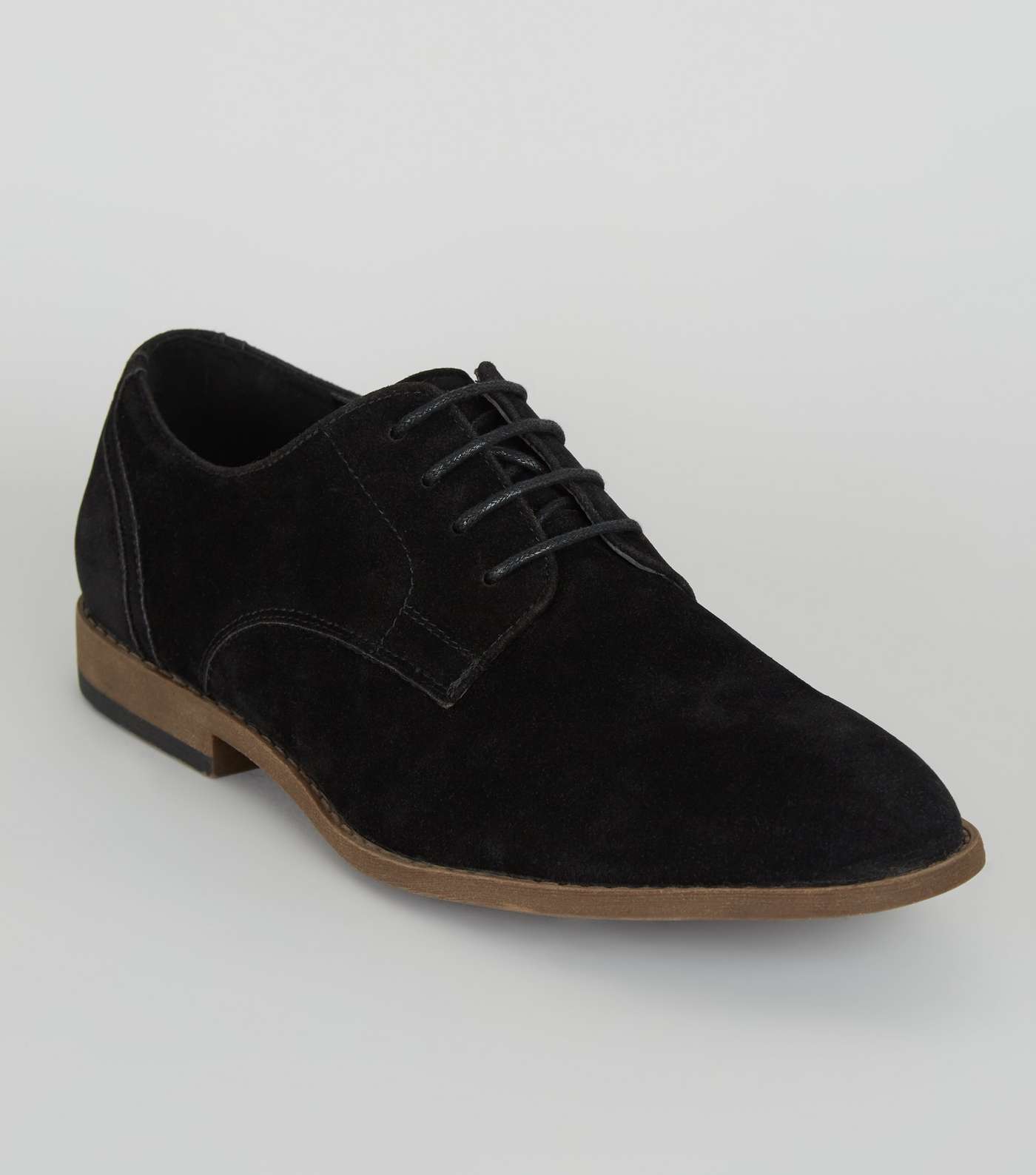 Black Suedette Derby Shoes Image 2