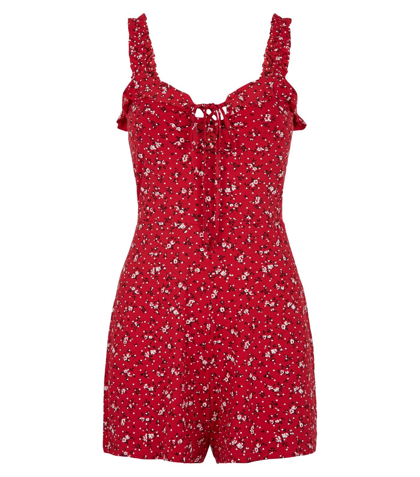 Cameo Rose Red Ditsy Floral Frill Playsuit Image 4
