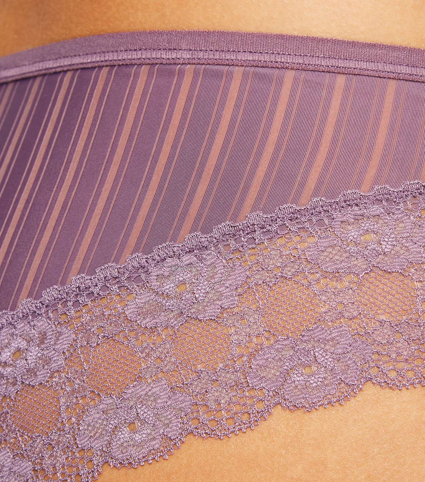 Light Purple Stripe Lace Leg Brazilian Briefs Image 4