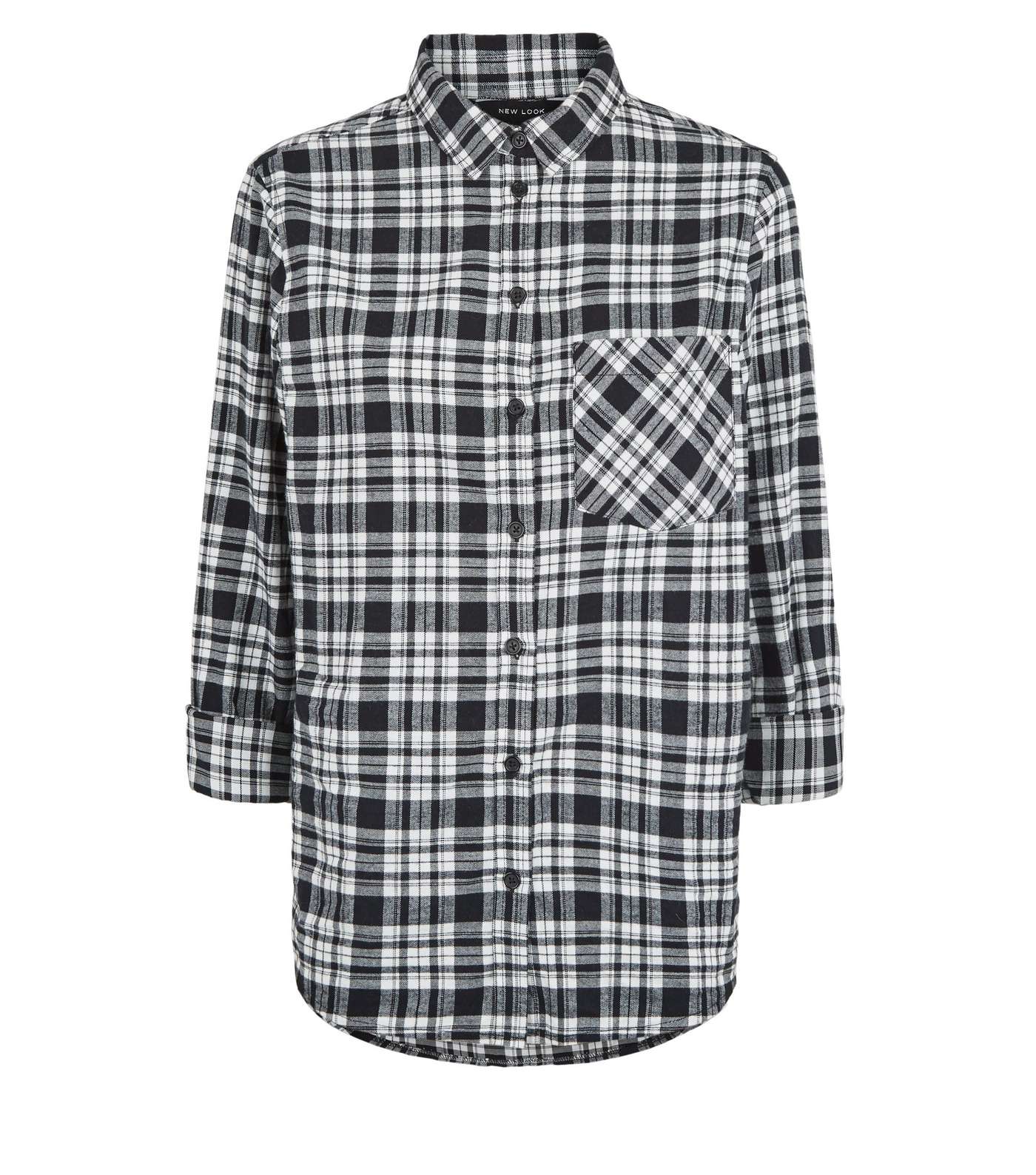 Black Check Long Sleeve Oversized Shirt Image 4