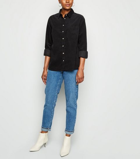 Black Corduroy Long Sleeve Shirt