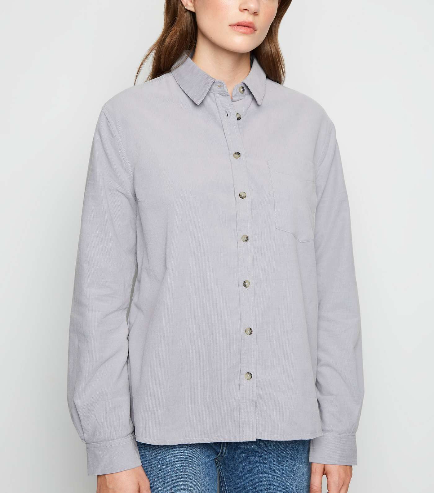 Grey Corduroy Long Sleeve Shirt