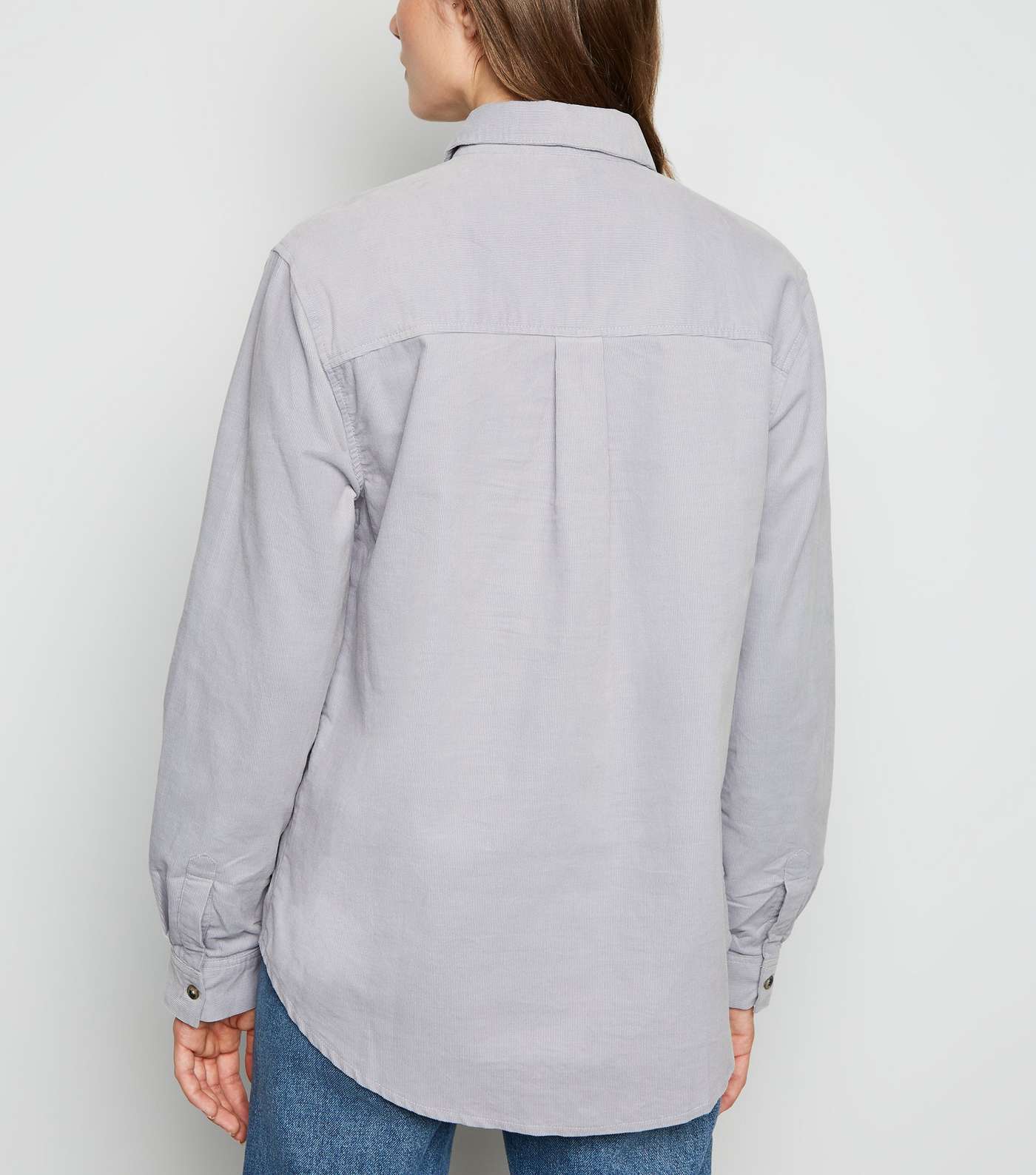 Grey Corduroy Long Sleeve Shirt Image 3