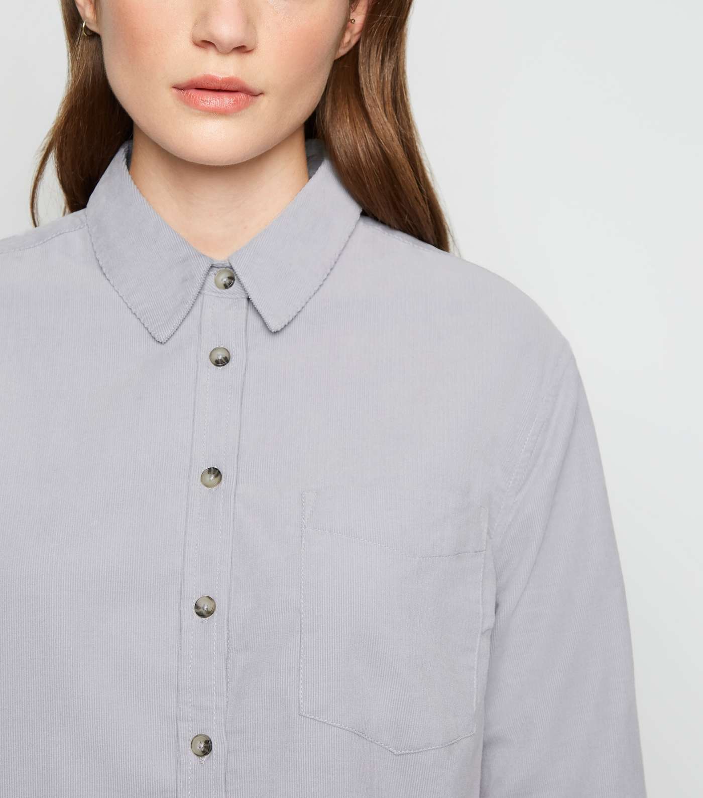 Grey Corduroy Long Sleeve Shirt Image 5