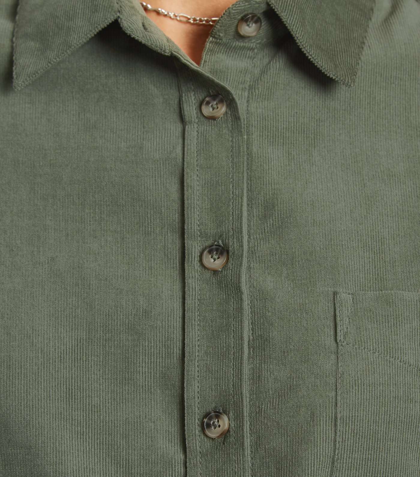 Khaki Corduroy Long Sleeve Shirt Image 5