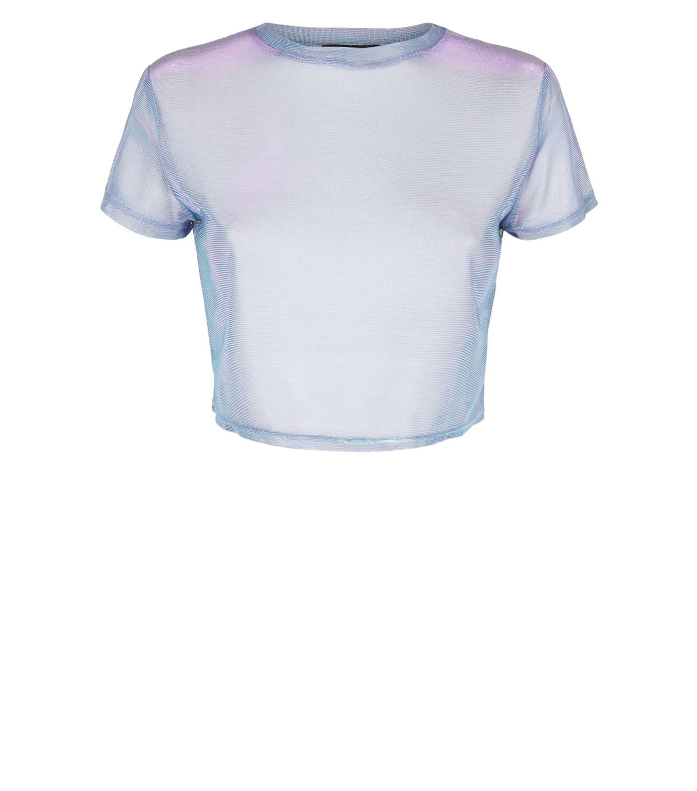Purple 2 Tone Mesh Boxy Crop T-Shirt Image 4