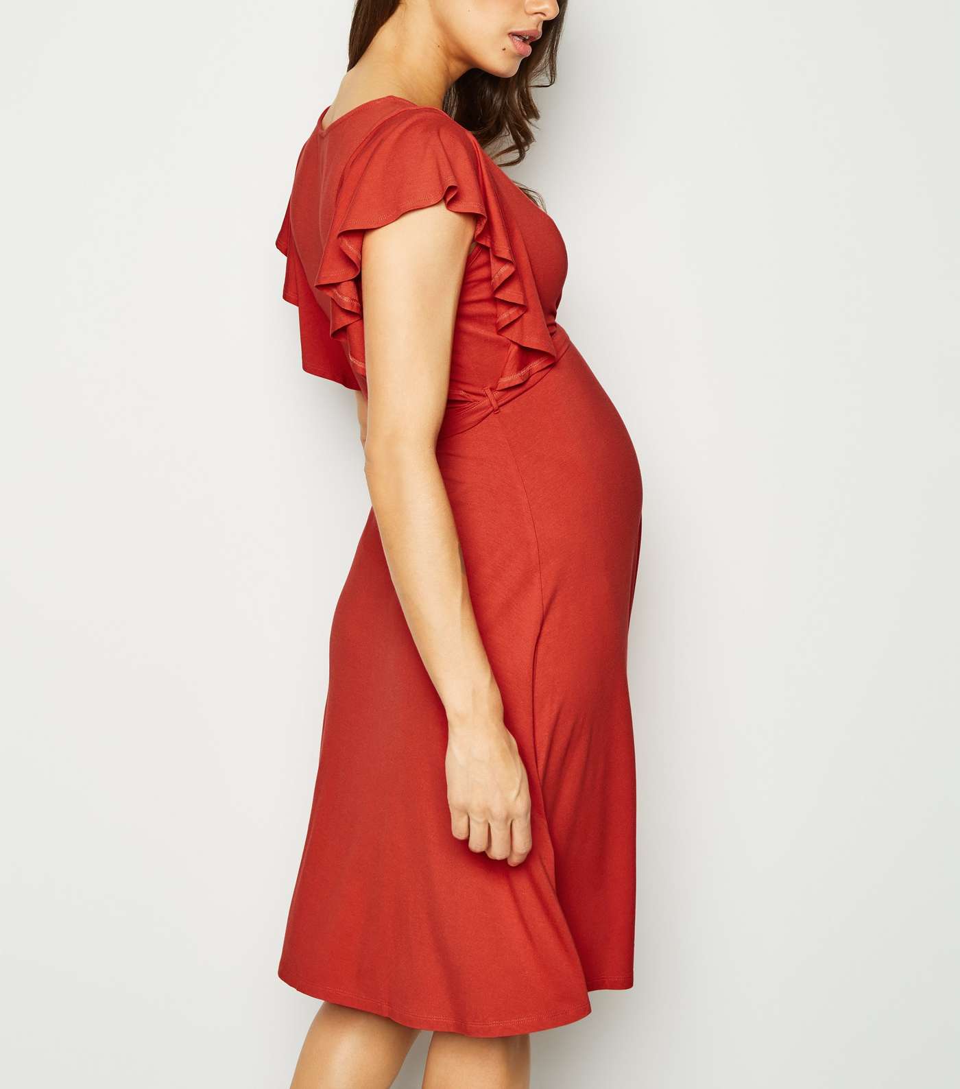 Maternity Red Frill Wrap Dress Image 3
