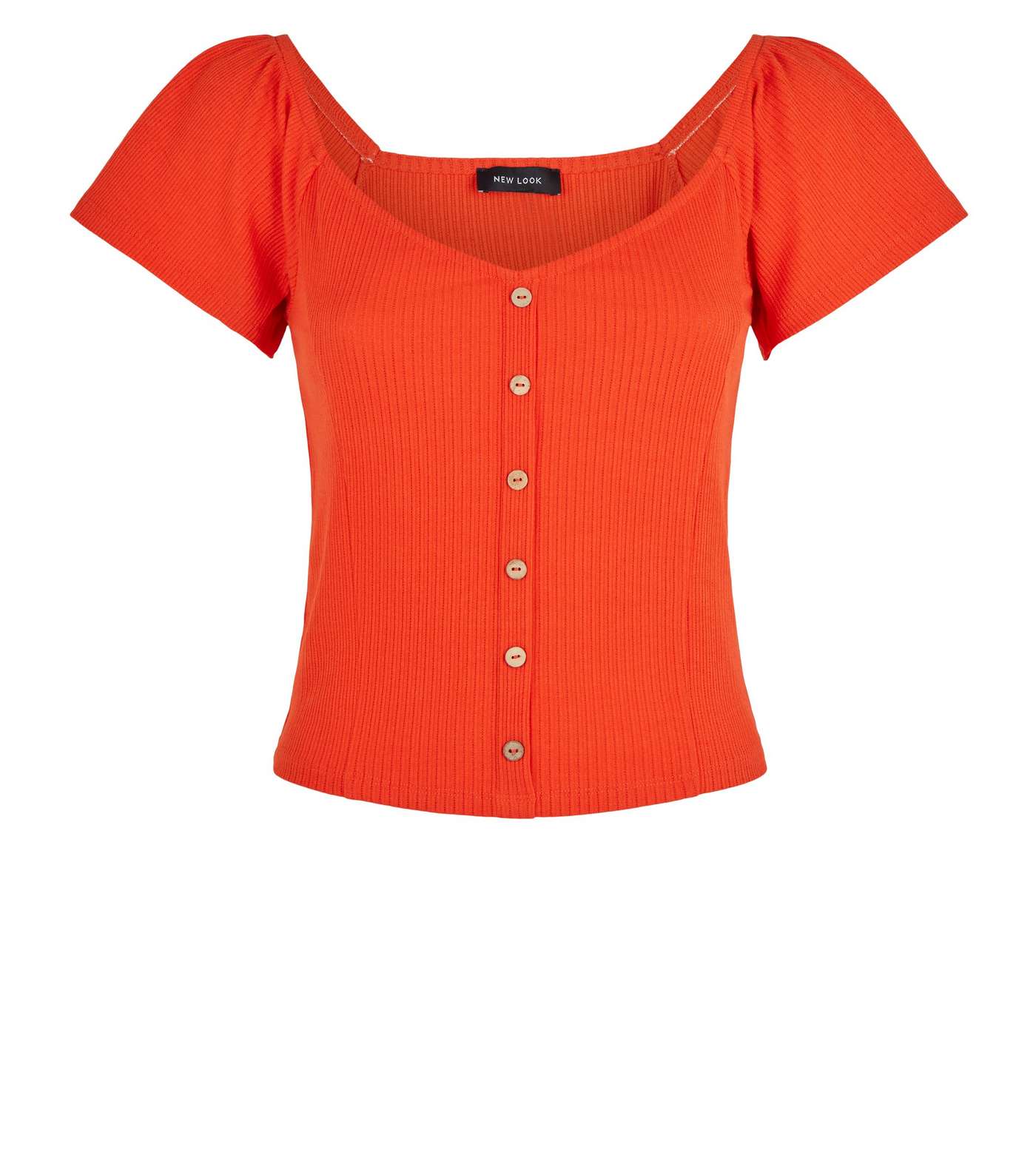 Orange Flutter Sleeve Button T-Shirt Image 4