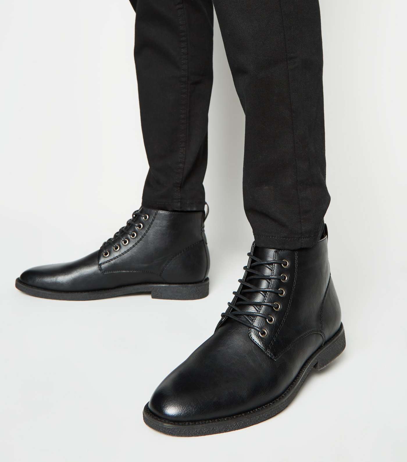Black Lace Up Boots Image 2