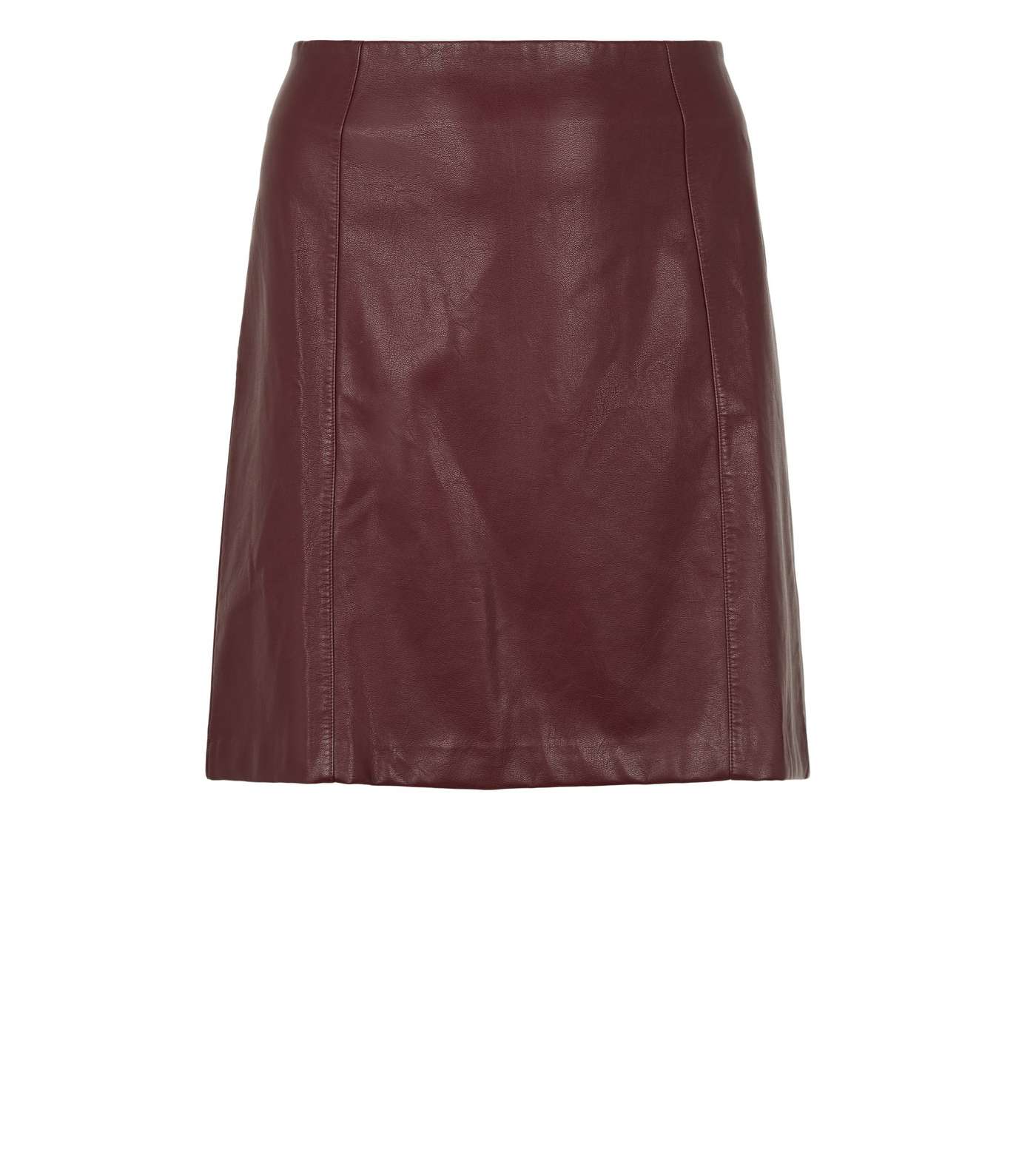 Curves Burgundy Leather-Look Mini Skirt Image 4