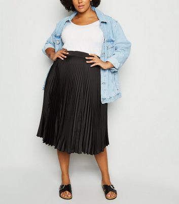Pleated Midi Skirts Plus Size Satin Pleated Skirt ASOS DESIGN