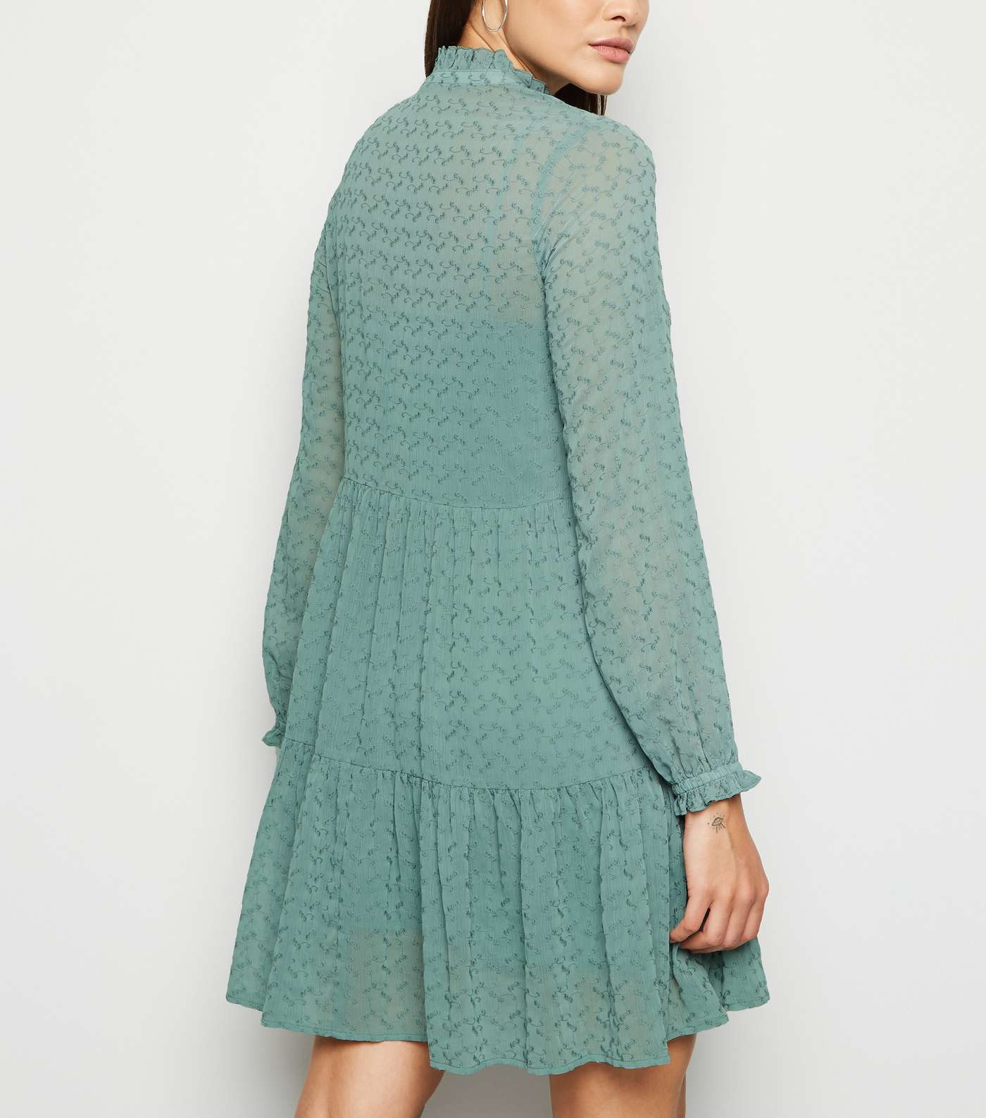 Mint Green Lace Tiered Smock Dress Image 5