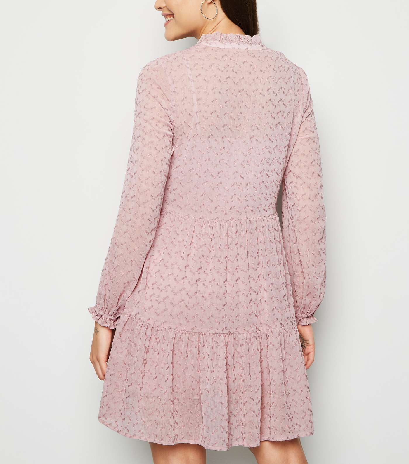 Pale Pink Lace Tiered Smock Dress Image 5
