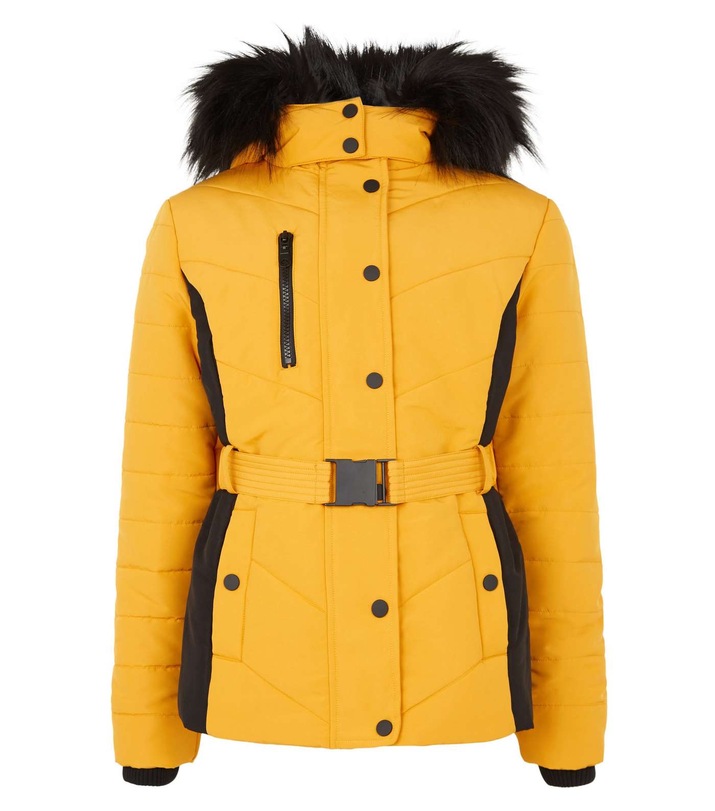 Girls Mustard Belted Puffer Coat Image 4