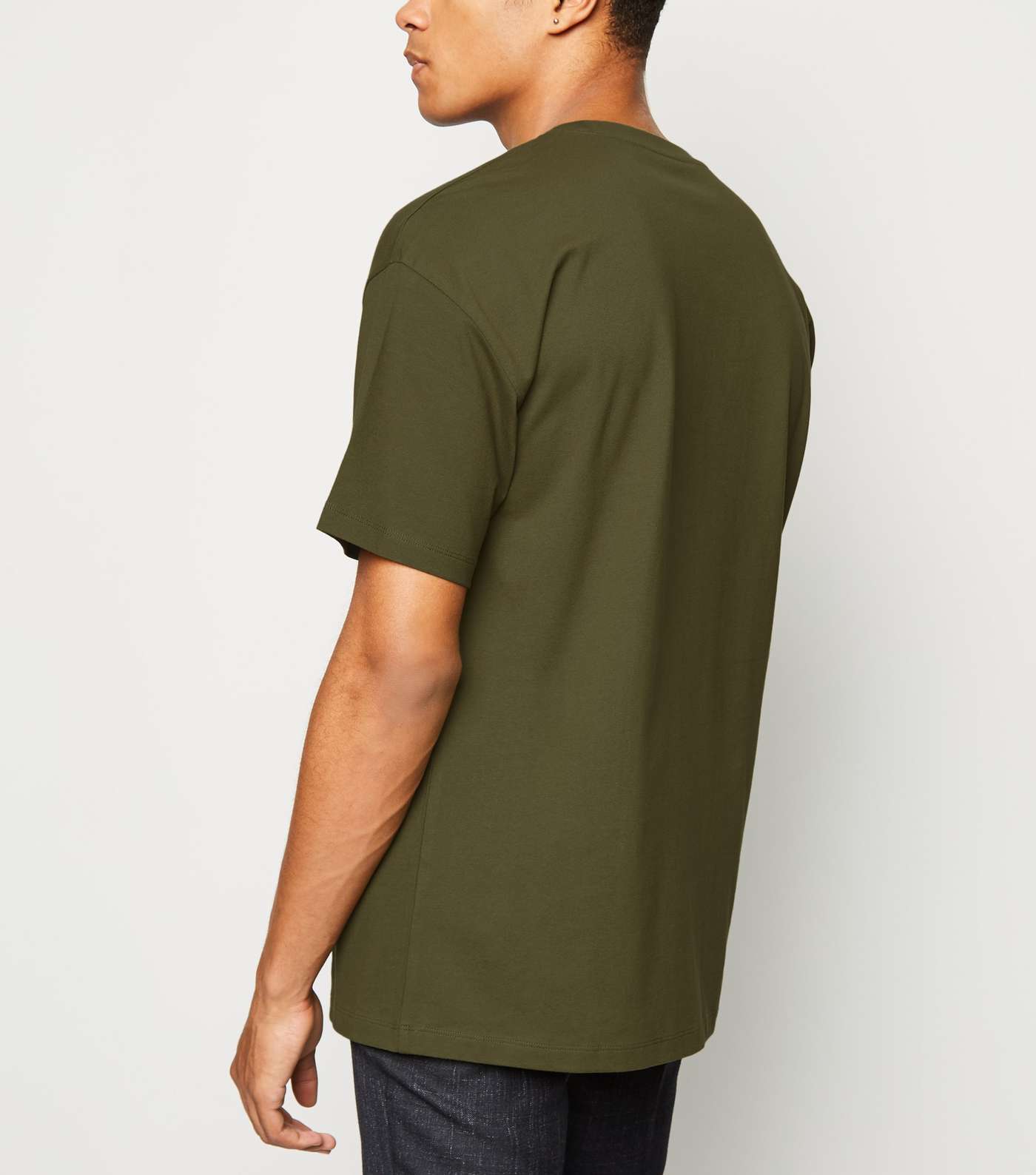 Khaki Oversized Cotton T-Shirt Image 3