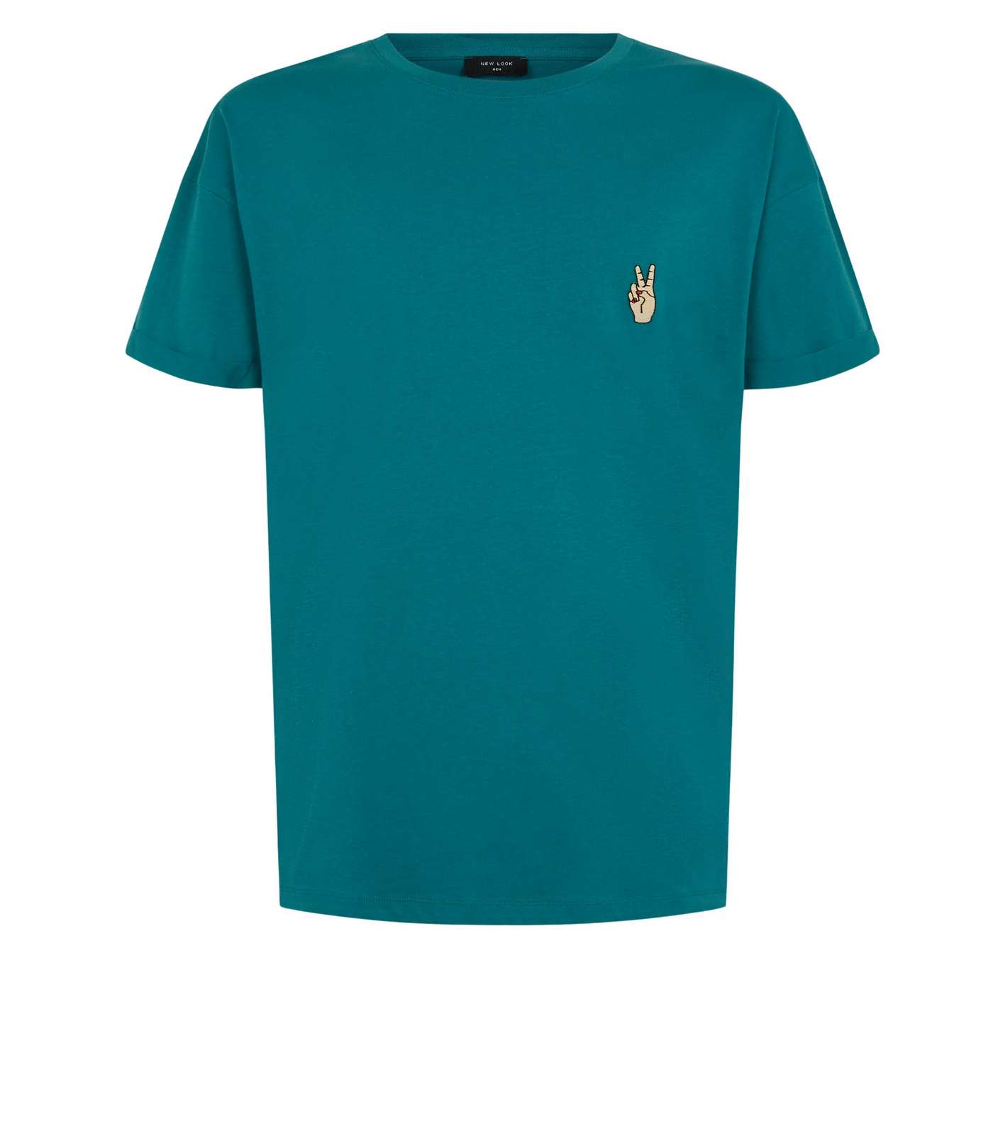 Plus Size Teal Peace Hand Embroidered T-Shirt Image 4