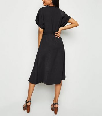 new look black button dress