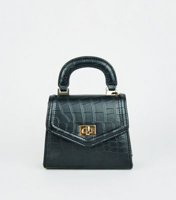 Mini black cheap croc bag